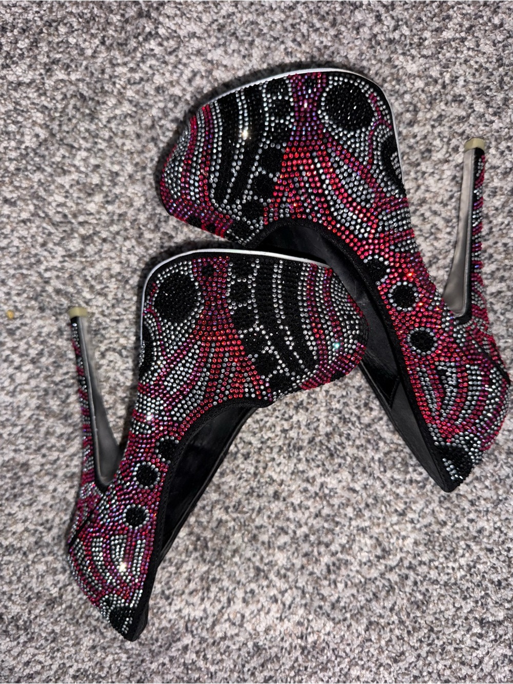 Shi by Journeys Rhinestone Crystal Embellished Stiletto Platform Heels Party